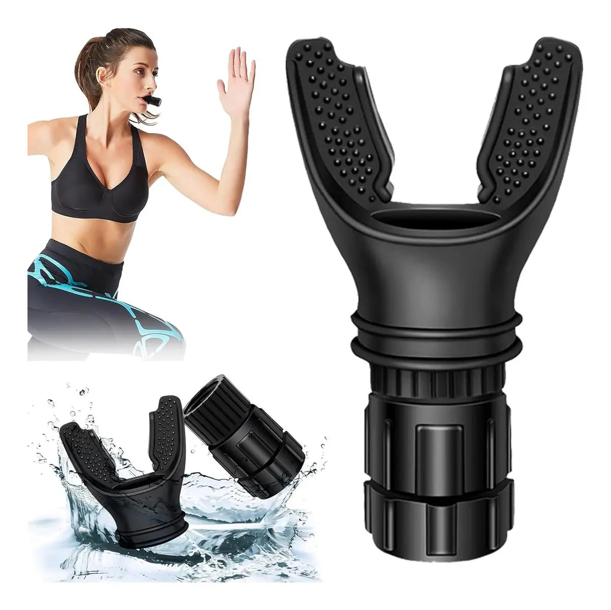 Entrenador Pulmonar Portátil Resistencia Ajustable Color Negro