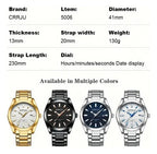 Reloj Crrju Hombre| Lujo Clásico, Acero | Manecilla Nocturna