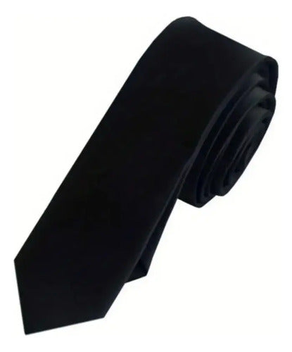 Corbata Corbatin Negro Skinny Negro Lisa 142 Cm