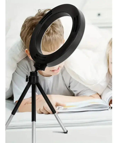 Anillo Aro Luz Led Flexible 3 Niveles Tripode Soporte C 360° Negro Blanco Frío