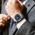 Reloj Crrju Hombre| Lujo Clásico, Acero | Manecilla Nocturna