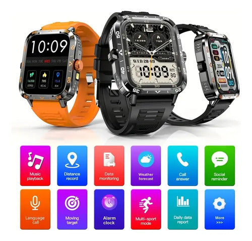Reloj Inteligente Militiar Smartwatch | Linterna | Tft  1.9  Blanco Tpu Negro