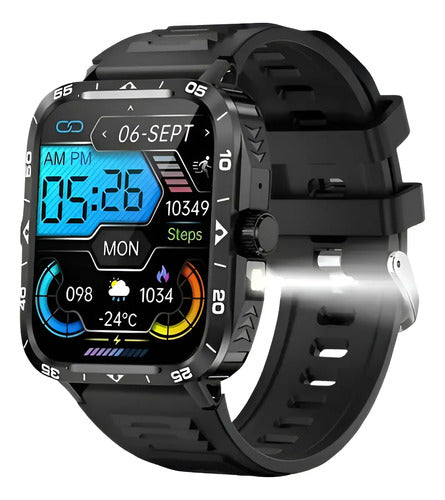 Reloj Inteligente Militiar Smartwatch | Linterna | Tft  1.9  Blanco Tpu Negro