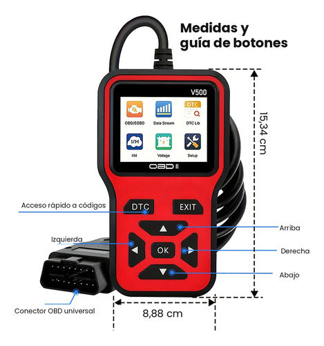 Escáner Automotriz Obd2 V500 Lector De Fallas Pantalla Color
