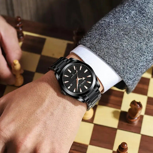 Reloj Crrju Hombre| Lujo Clásico, Acero | Manecilla Nocturna