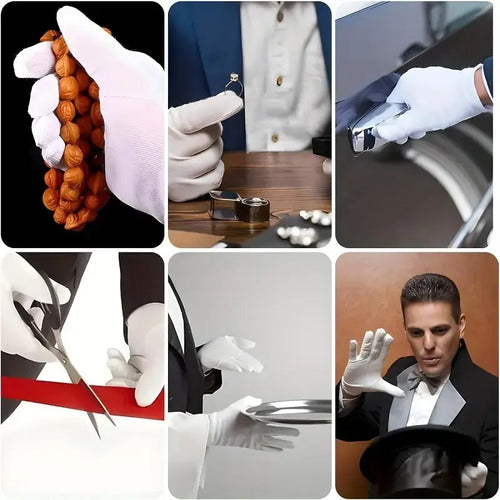 24 Guantes Blancos Algodón | Abanderados Y Uso Profesional Blanco