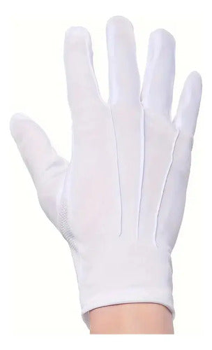 Kit Abanderado Guantes Blancos De Tela + Corbatín Negro