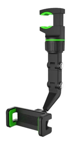 Soporte Celular Universal Espejo Retrovisor Clip Ajuste 360° Negro - Verde