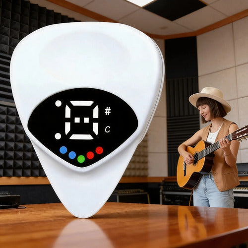 Afinador Y Púa Para Guitarra 2 En 1 Color Blanco Blanco